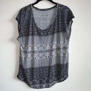 Lucky Brand Boho Style Top - Black & White, Size L